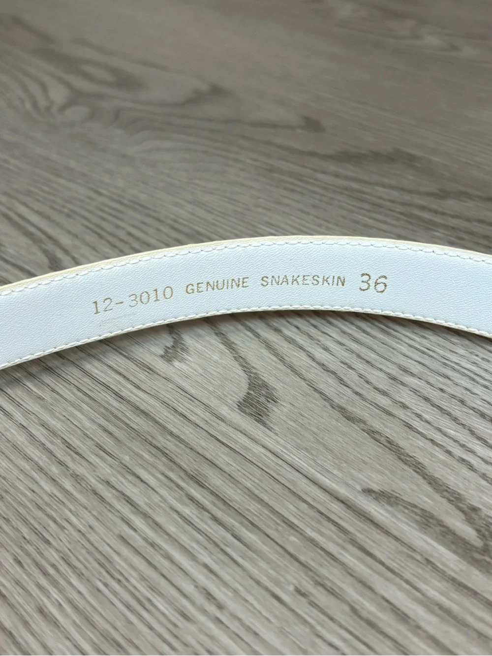 Genuine Snake Skin Classic Cream Leather Belt with Gold Buckle